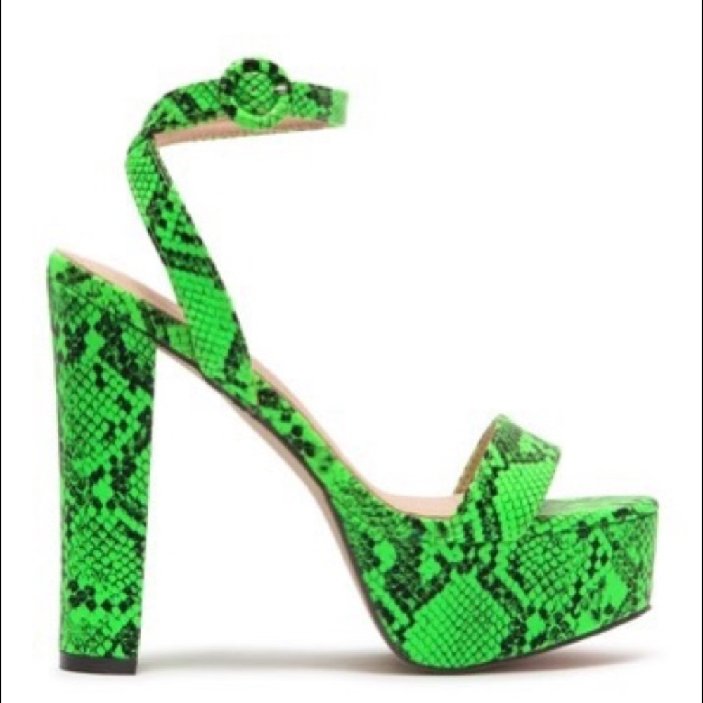 Chase + Chloe Green Chunky Heel